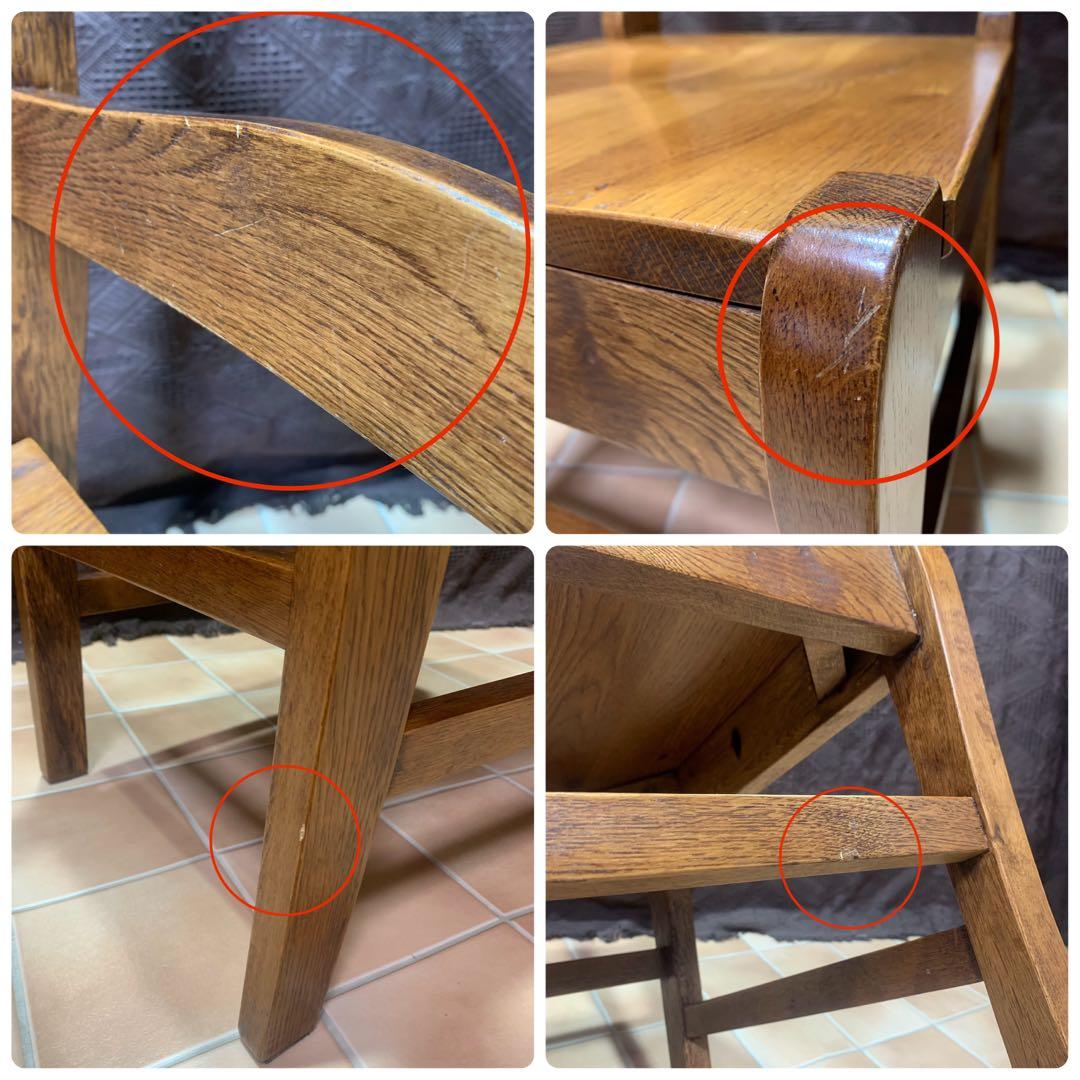 【①】ラダーバックチェア ヴィンテージ オーク材 無垢材 民芸家具