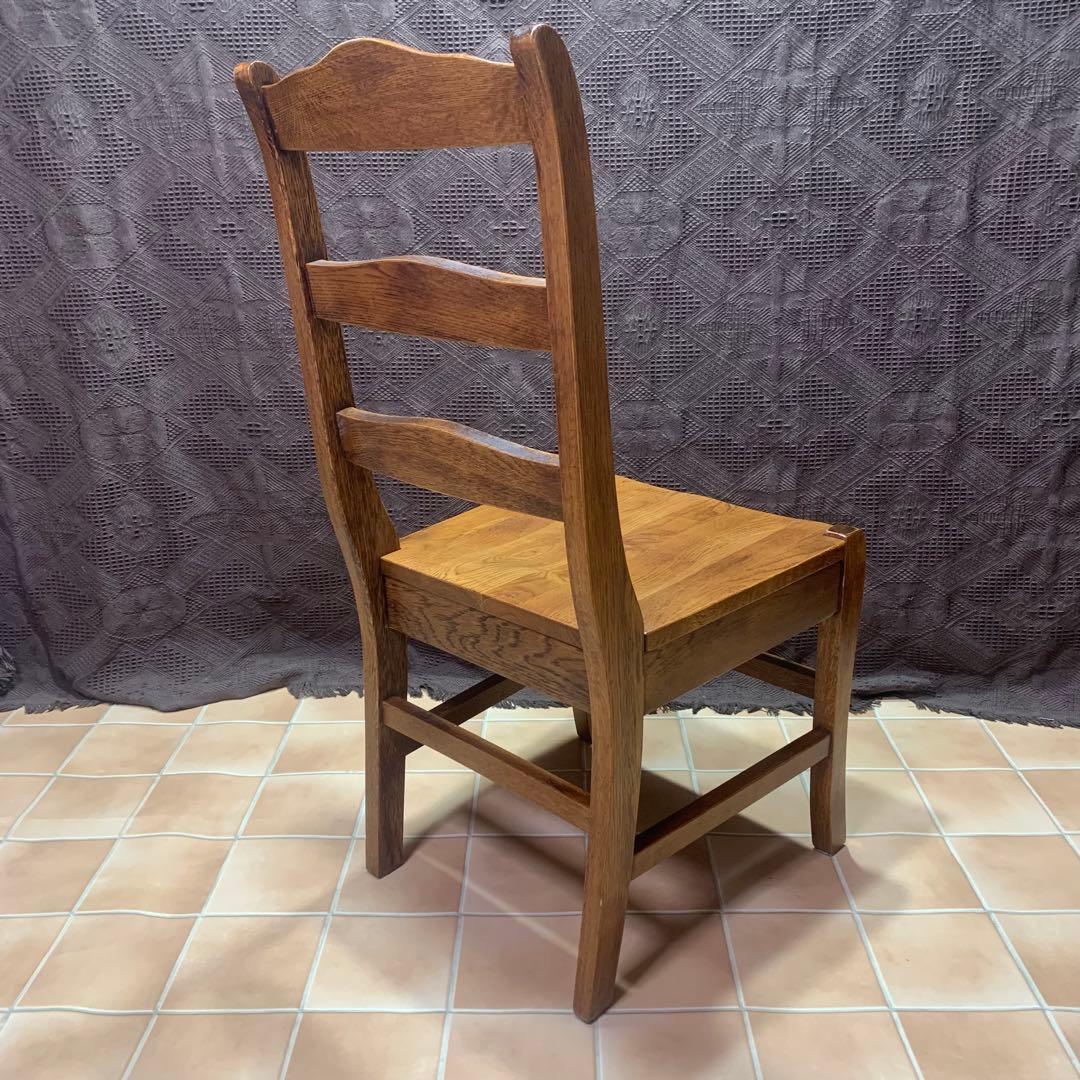 【①】ラダーバックチェア ヴィンテージ オーク材 無垢材 民芸家具