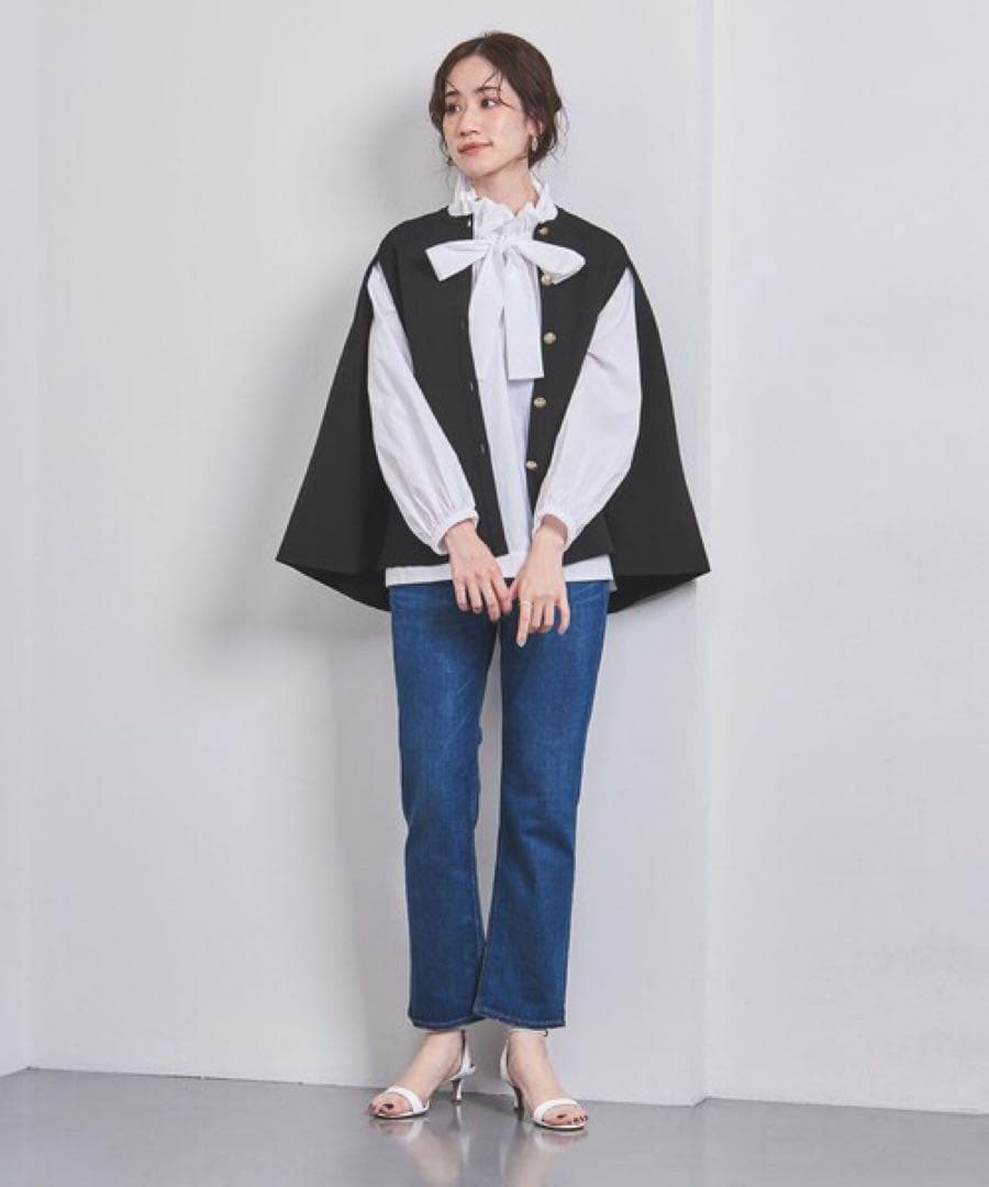 美品】ユナイテッドアローズ 滝沢眞規子 黒 ケープ カーディガン