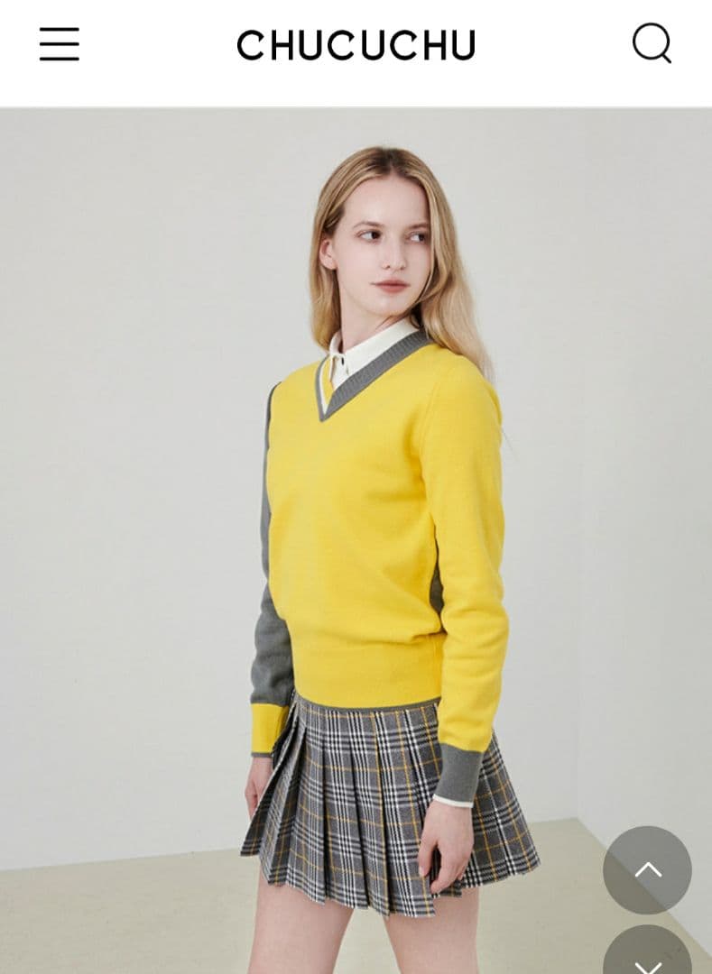 ★♡emma♡★CHUCUCHU イエロー グレー Vネック セーター★