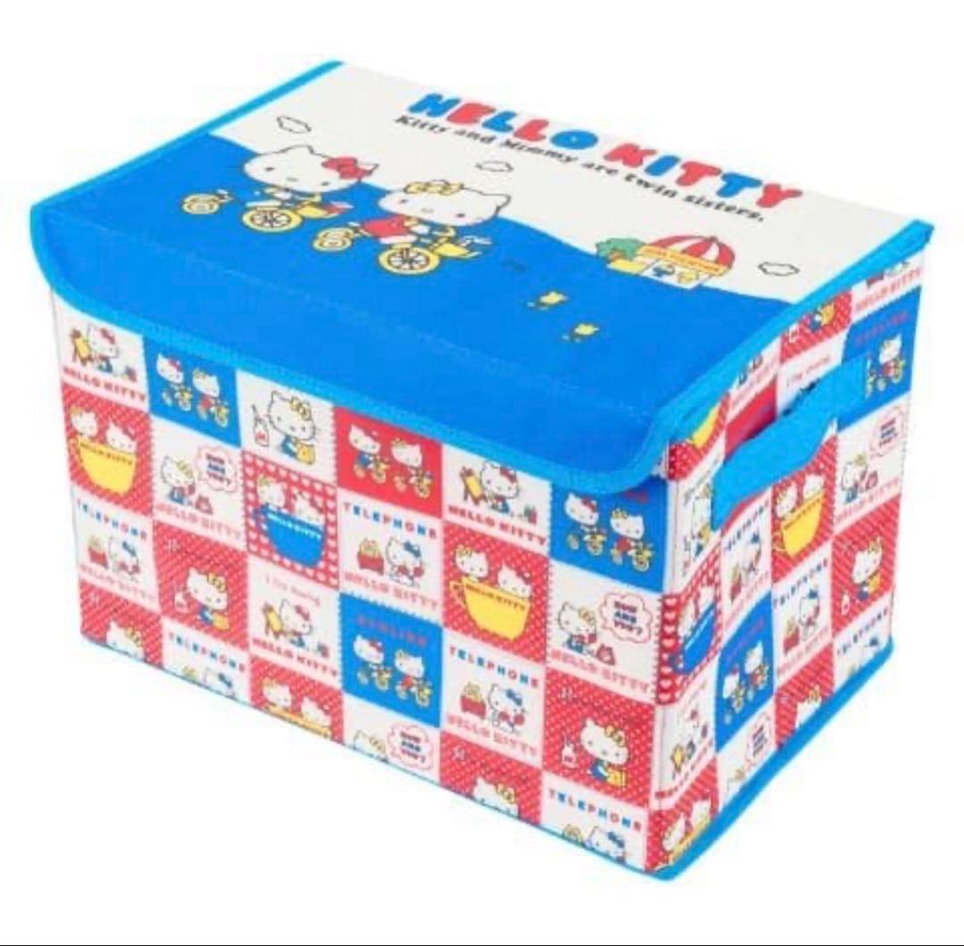 しまむら サンリオ ハローキティ レトロ フタ付き 収納ボックス 青 未