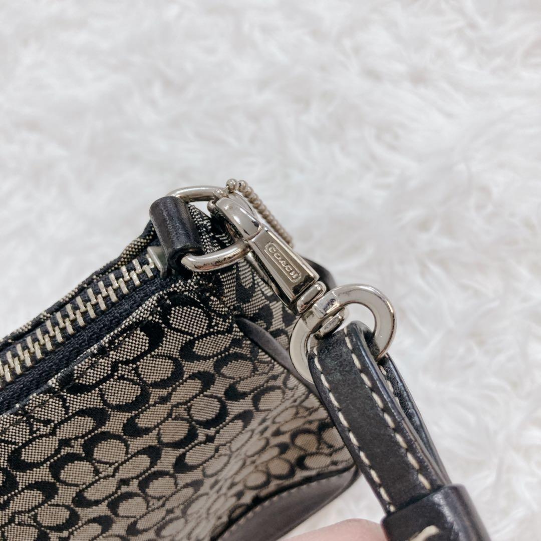 COACH アクセサリーポーチ ミニバッグ シグネチャー ネイビー