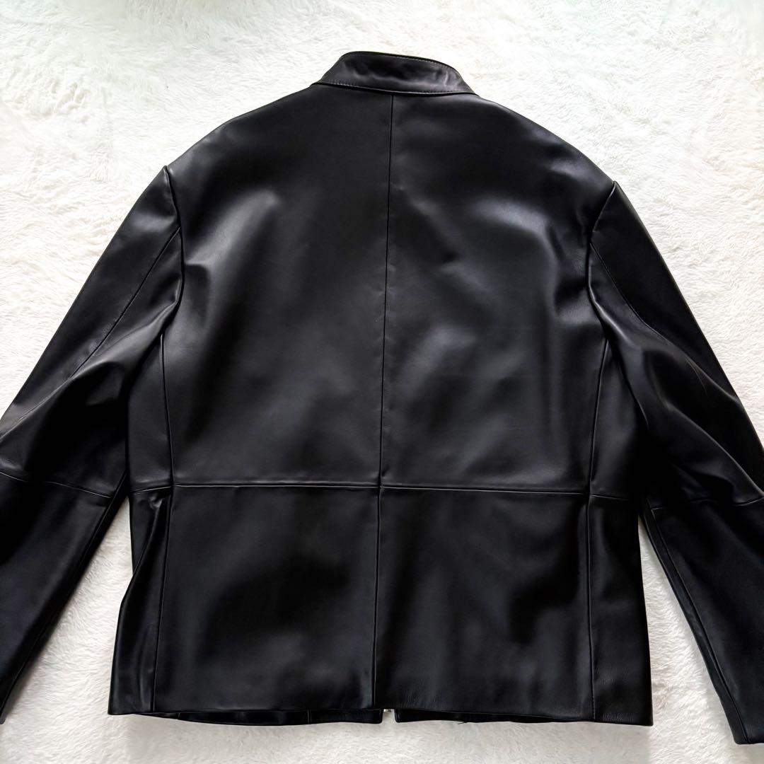 現行　極美品　コムサメン　レザージャケット　ラムレザー　羊革　本革　黒　L