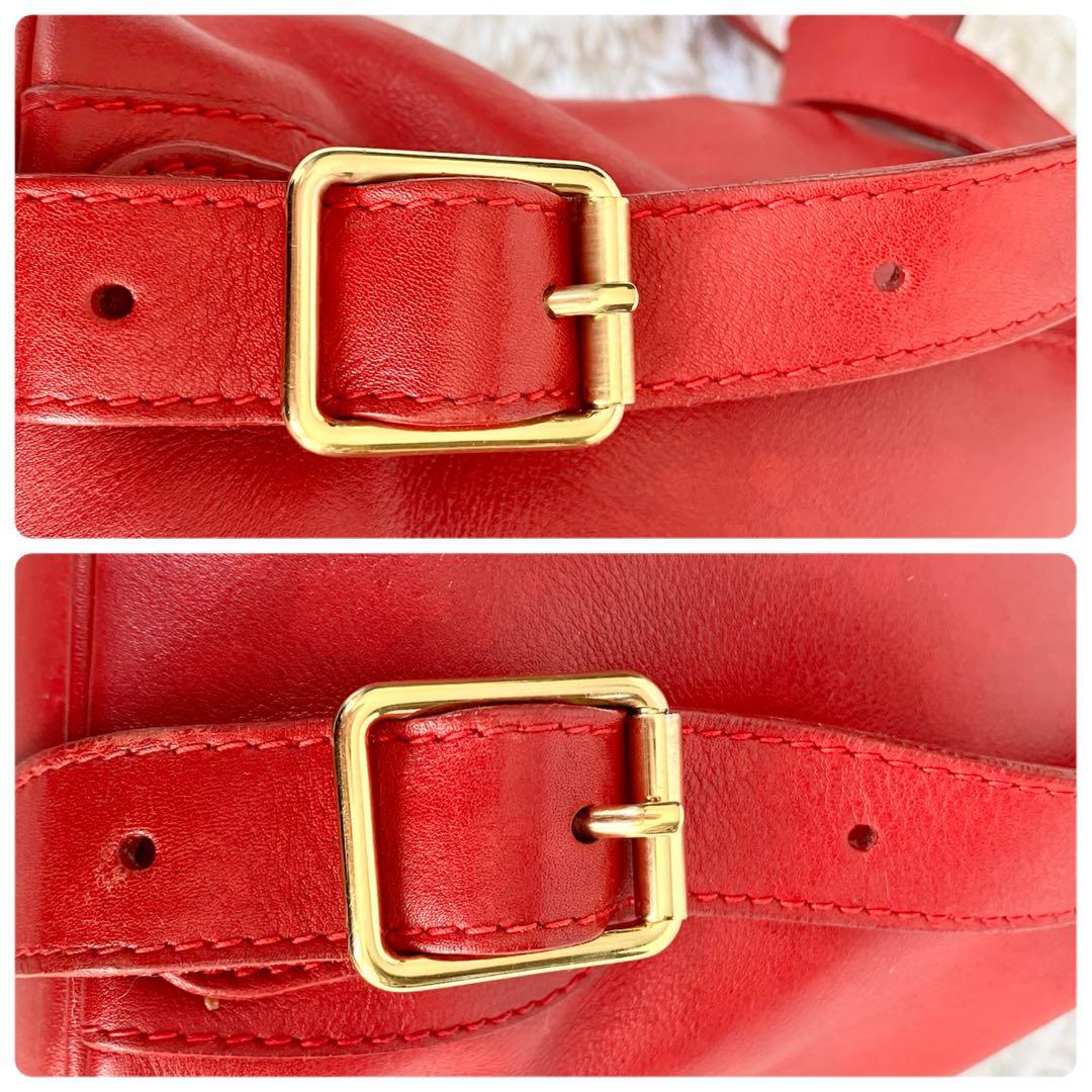 GUCCI　グッチ　バンブー　リュック　ミニ　レザー　レッド　赤