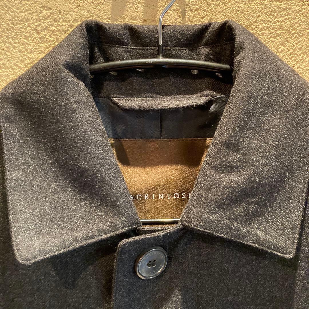 sabo 美品マッキントッシュ紳士ダークグレー ステンカラーコート比翼仕立