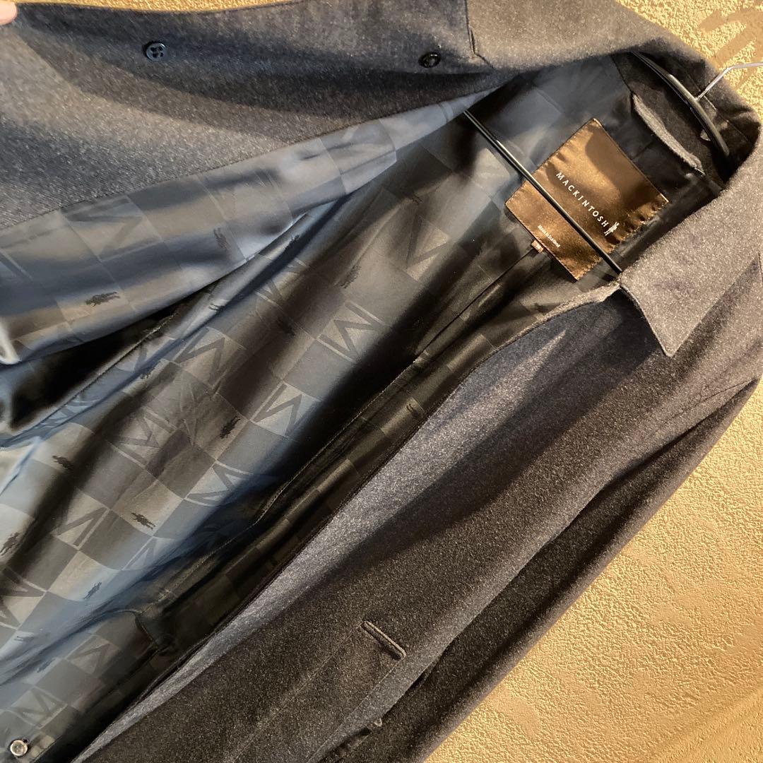 sabo 美品マッキントッシュ紳士ダークグレー ステンカラーコート比翼仕立