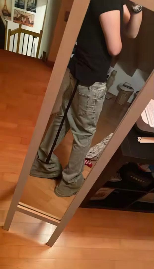 bolan似 white boots cut denim opium