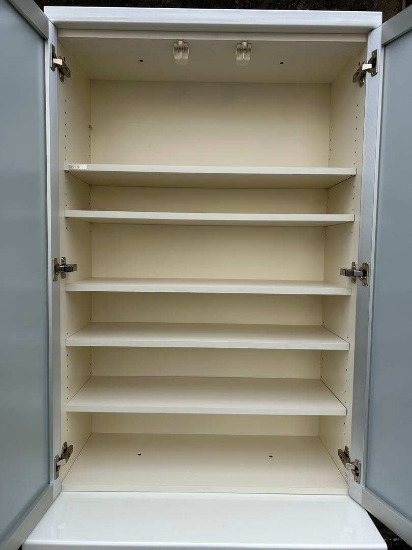 Pamouna (パモウナ) 2枚扉食器棚 ホワイトシルバー ソフトクローズ