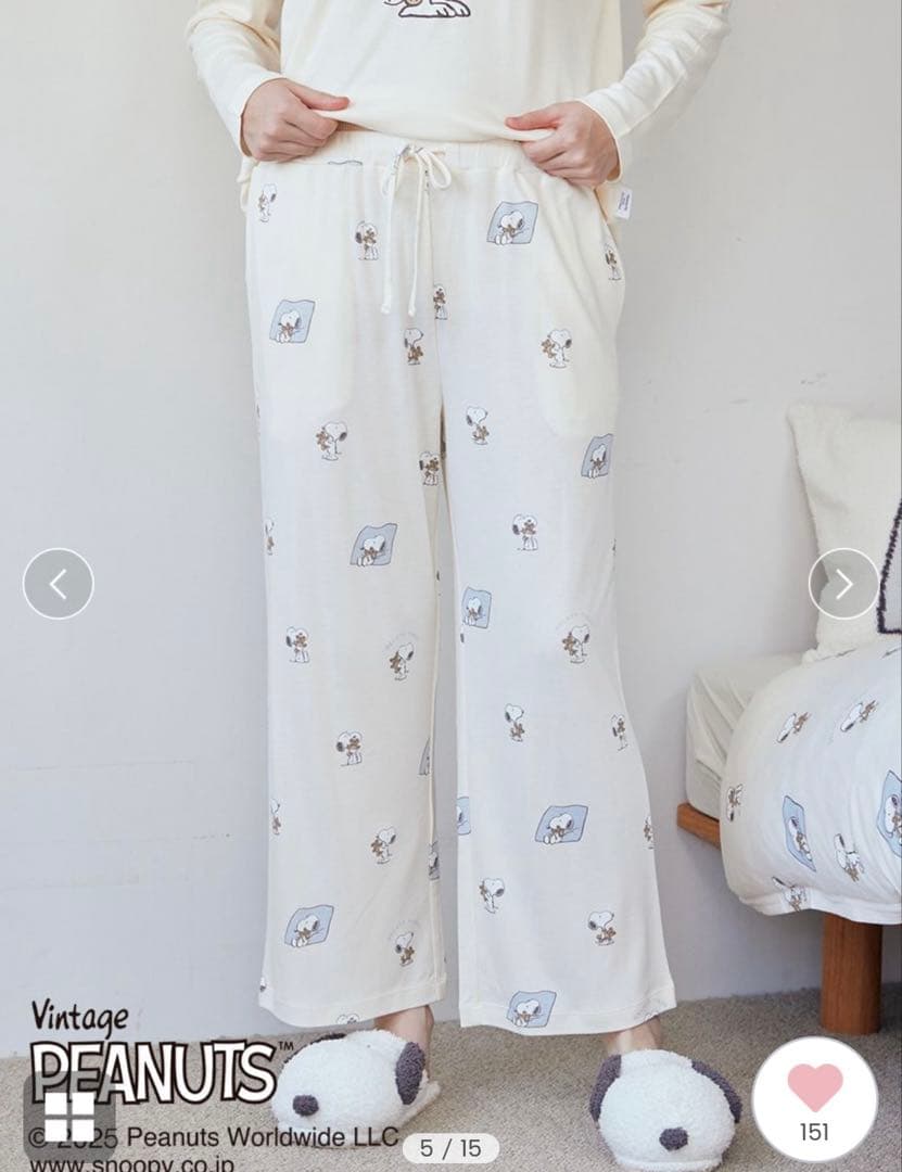 ジェラートピケ スヌーピー ロンT ロングパンツ