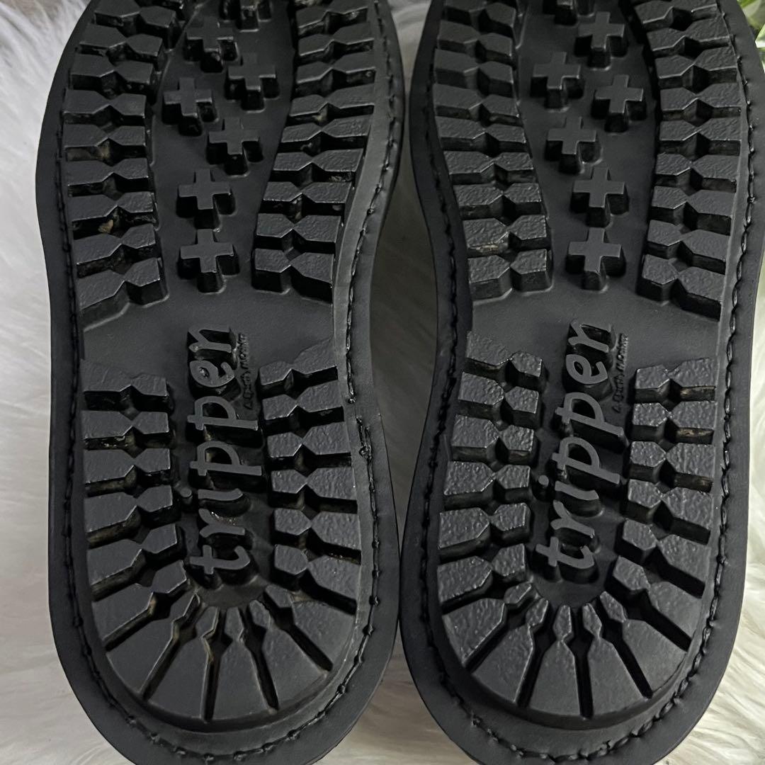 美品　トリッペン　ハーフェル レースアップシューズ　ブラック　レザー