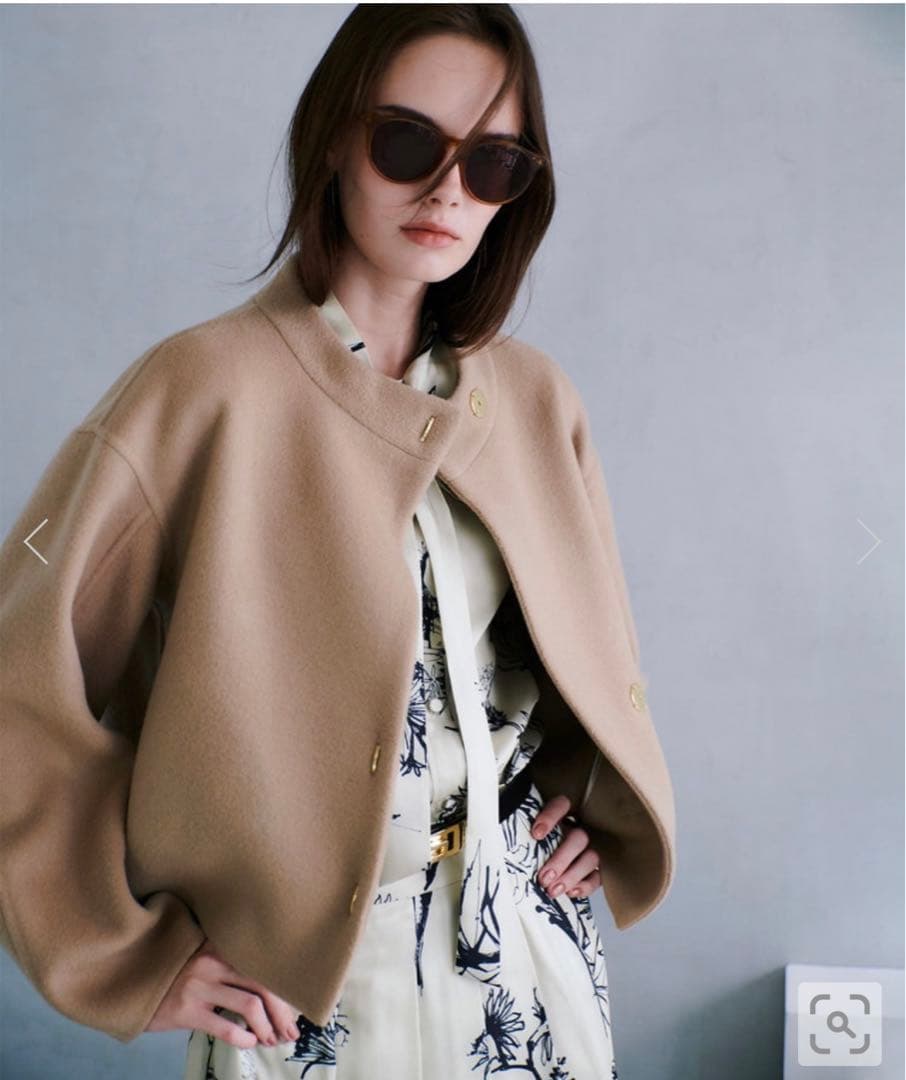 アルアバイル Wリバースタンドカラーショートコート