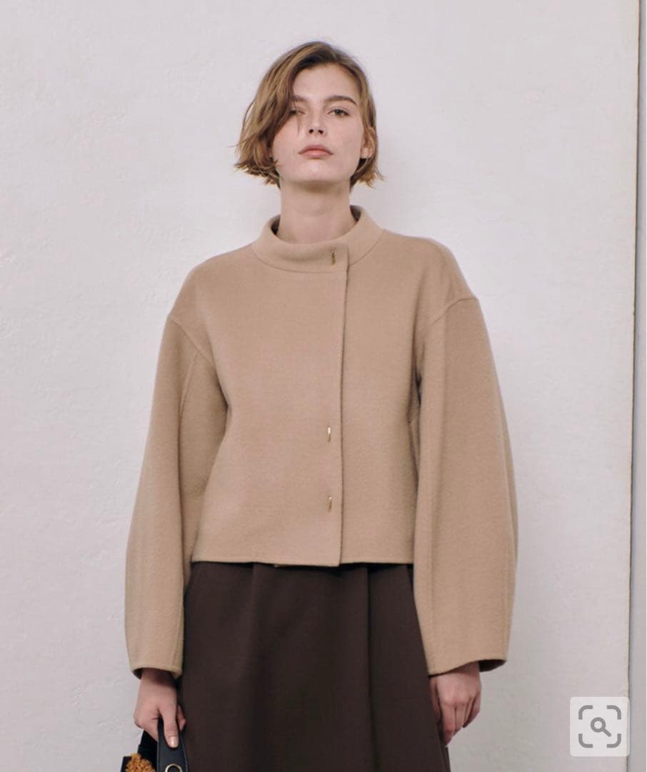 アルアバイル Wリバースタンドカラーショートコート