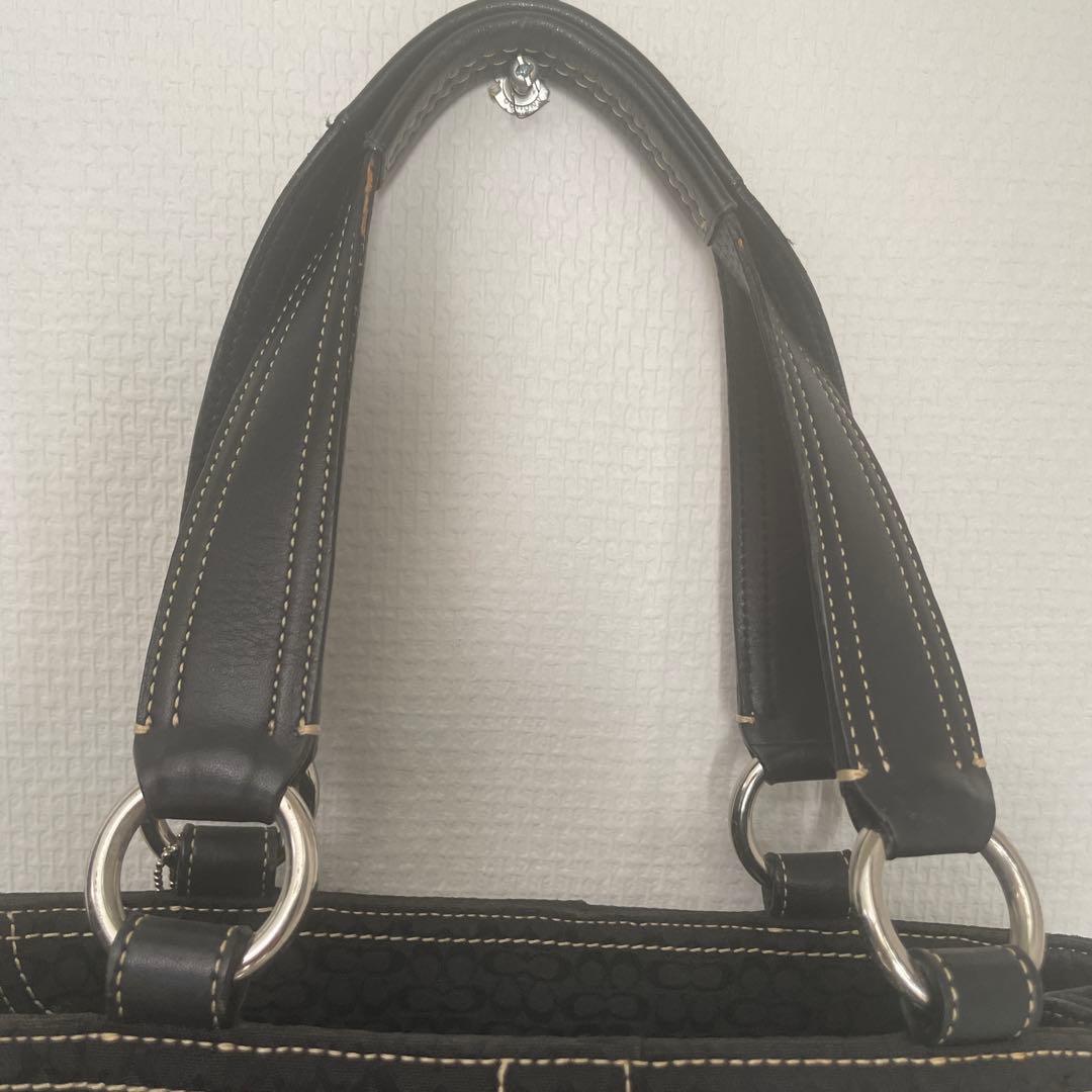 COACH コーチ シグネチャー ハンドバッグ 黒 ブラック