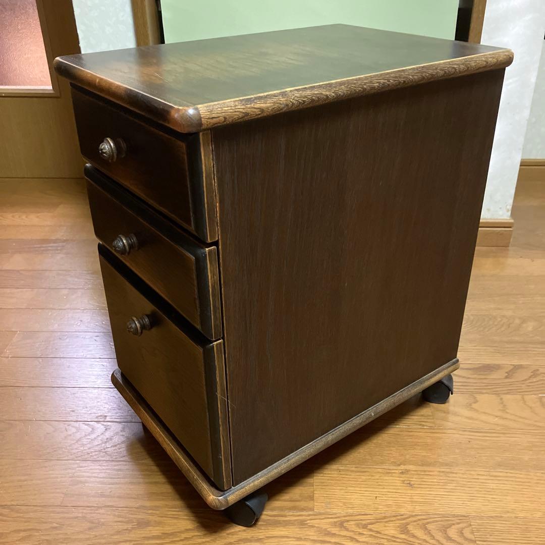 まる　アンティーク風ドレッサー兼ライティングビューロー用ワゴン