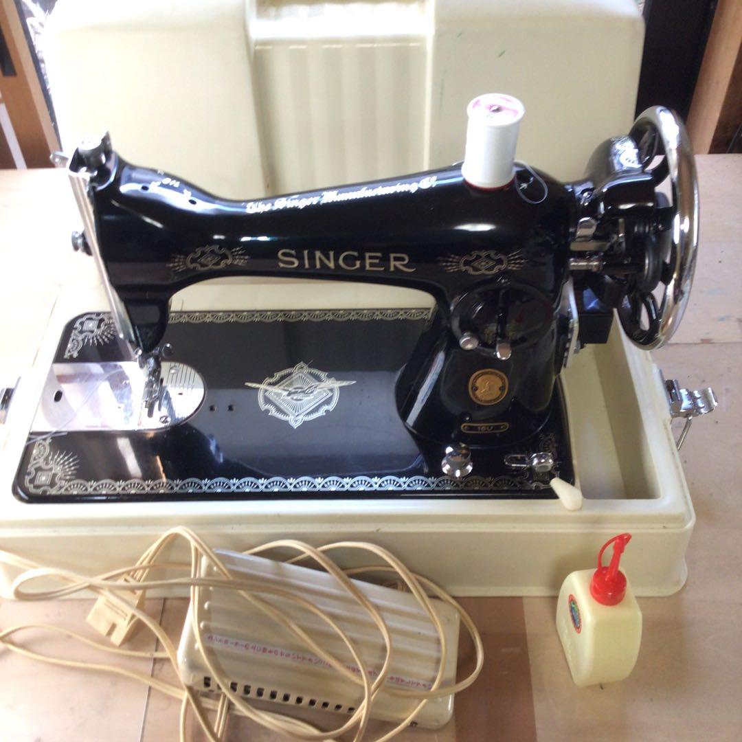 アンティーク　SINGERシンガー社 ミシン網脚 木製脚カバー付き