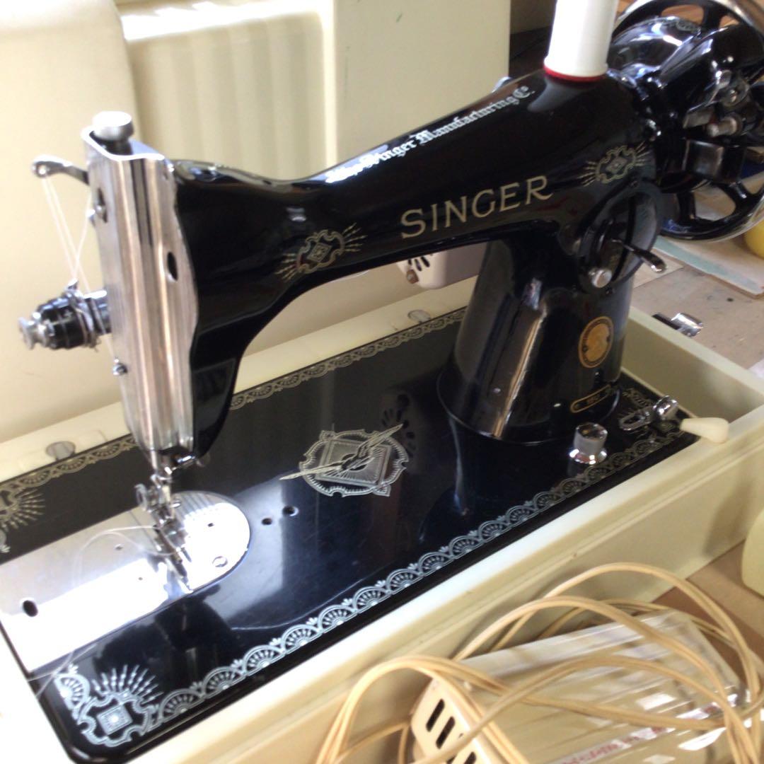 アンティーク　SINGERシンガー社 ミシン網脚 木製脚カバー付き