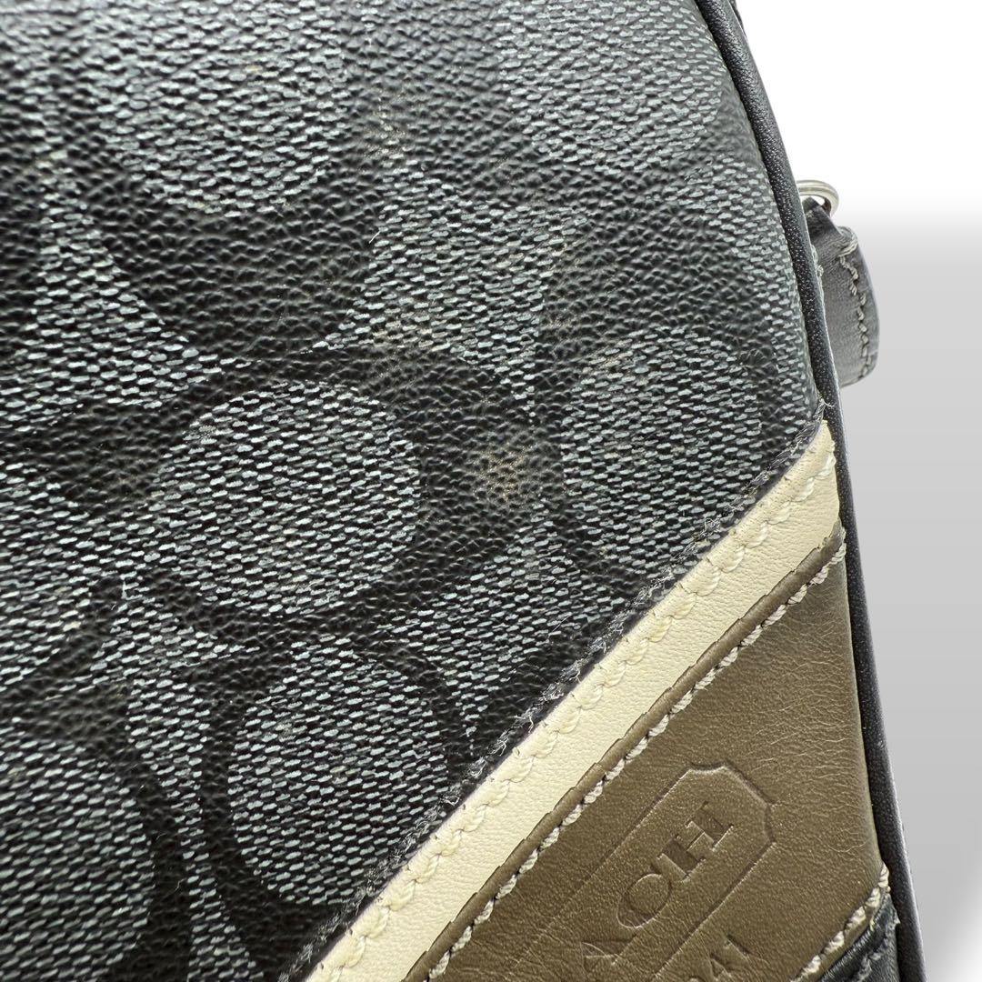 【良品】COACH コーチ ボディバッグ PVC ヘリテージストライプ メンズ