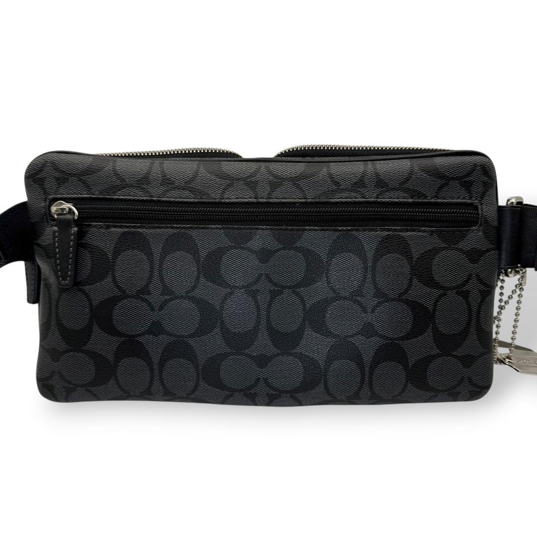 【良品】COACH コーチ ボディバッグ PVC ヘリテージストライプ メンズ