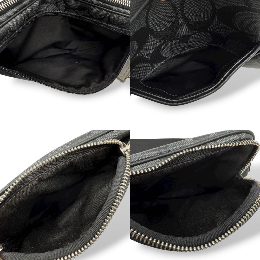 【良品】COACH コーチ ボディバッグ PVC ヘリテージストライプ メンズ