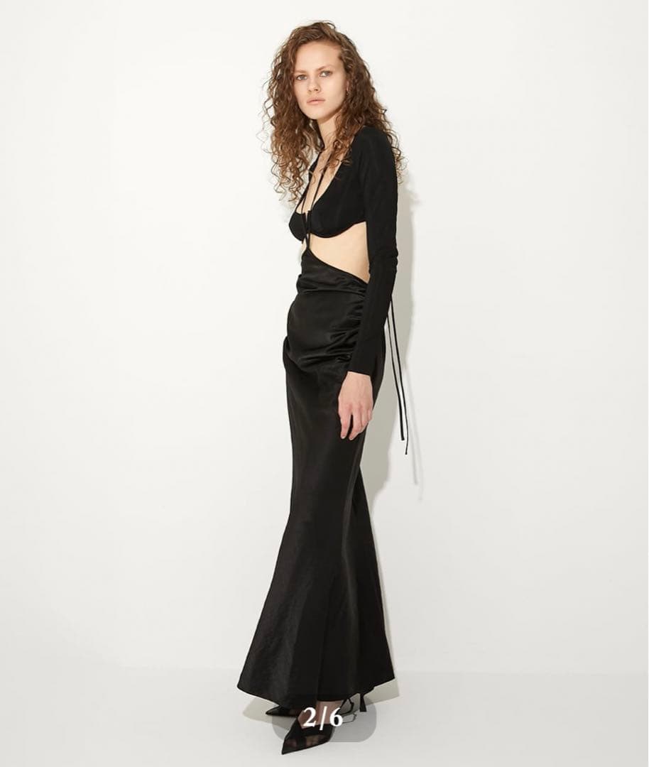 FRANGANT フランゴン　Tie satin skirt BLK