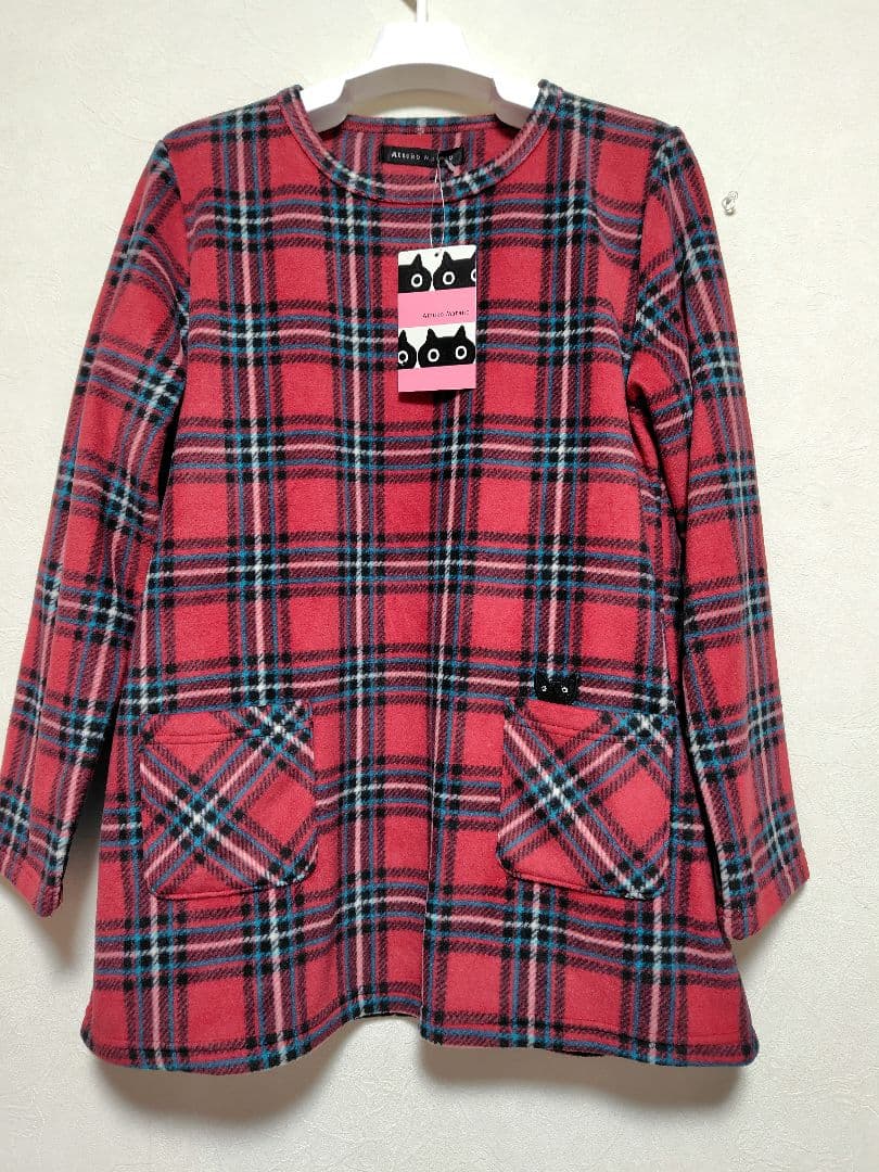 【マタノアツコ】未使用 M フリースパジャマ チェック柄　レッド系