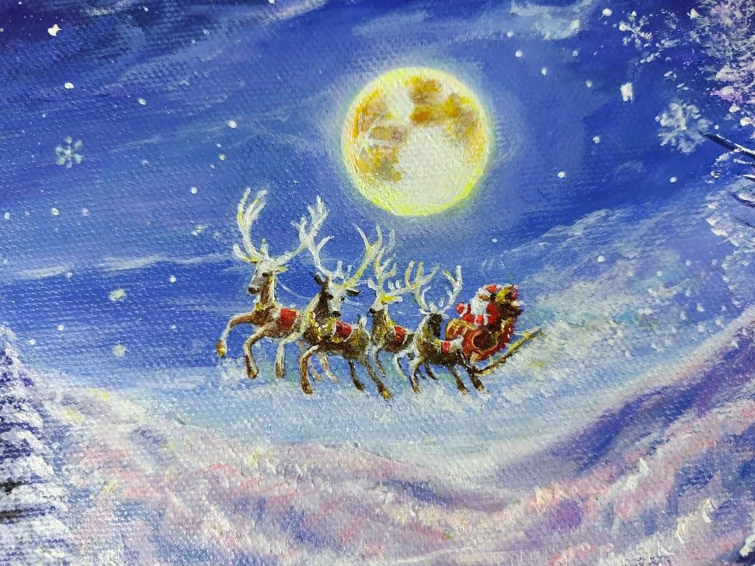 ぷ*あ様 【夜空を眺めて】アクリル画 F3 風景画 絵画 ぷ*あ様 【夜空を