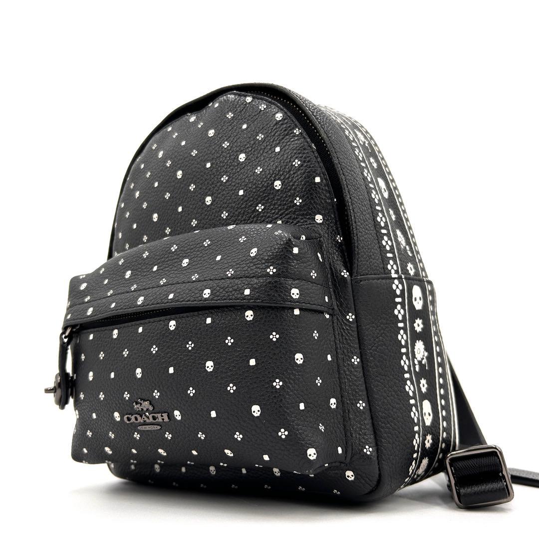 極美品】コーチ ミニリュック ドクロ ドット ロゴ ターンロック レザー