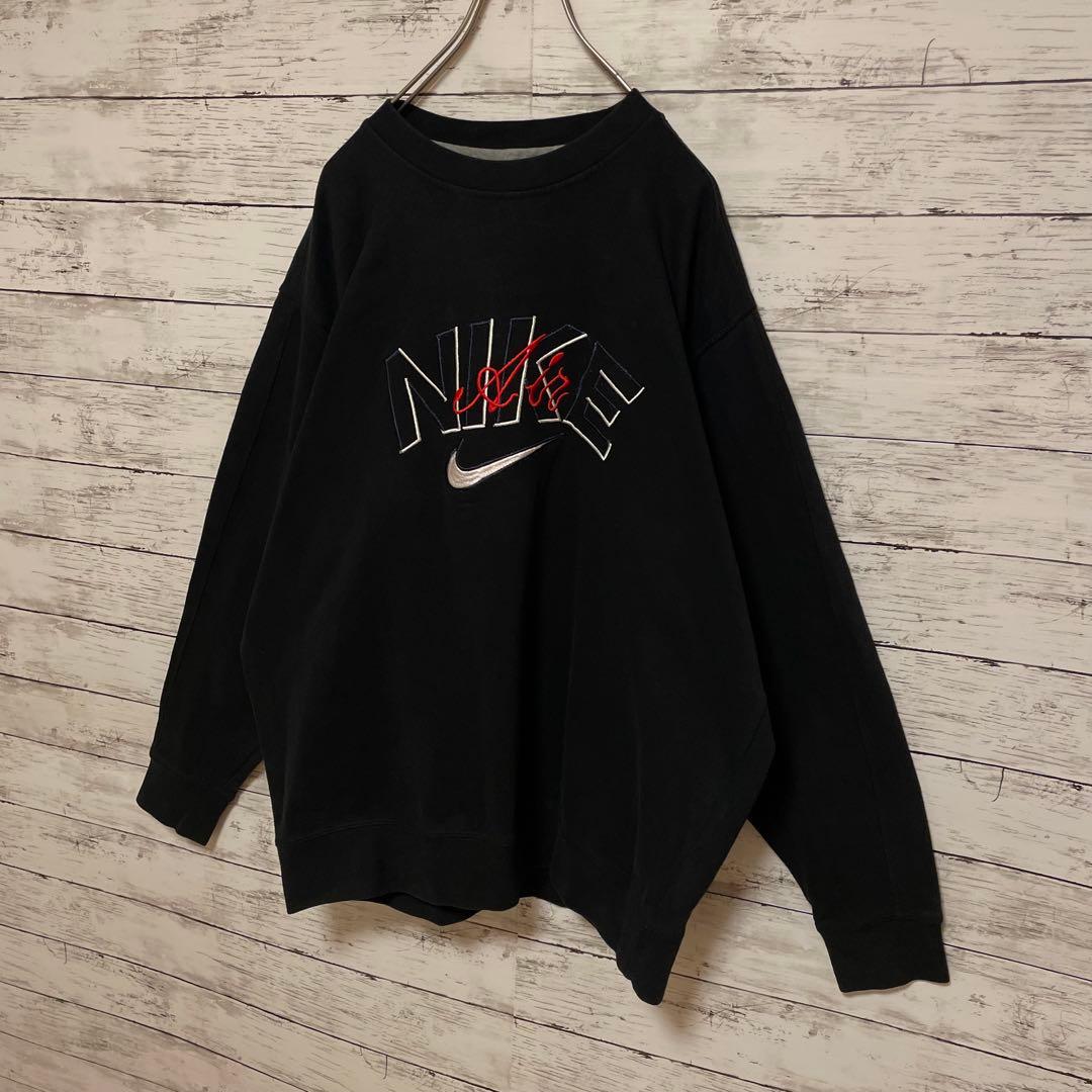 927【希少2XLサイズ】ナイキ♤刺繍ビッグロゴ　90s 銀タグ　スウェット人気