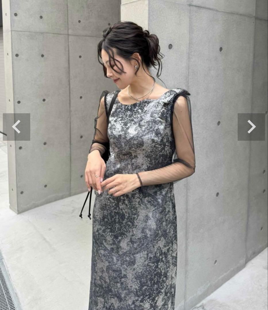 新品未使用】LE'RURE ショルダーリボンジャガードドレス Mサイズ