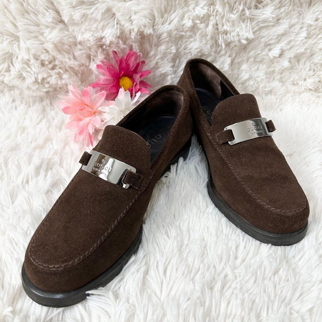 【美品】GUCCI グッチ スエード ローファー 35ハーフ