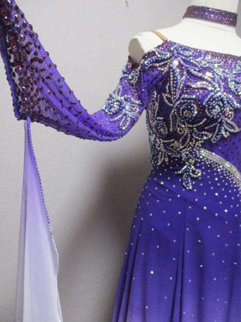 社交ダンス 紫キラキラゴージャス☆ドレスワンピース