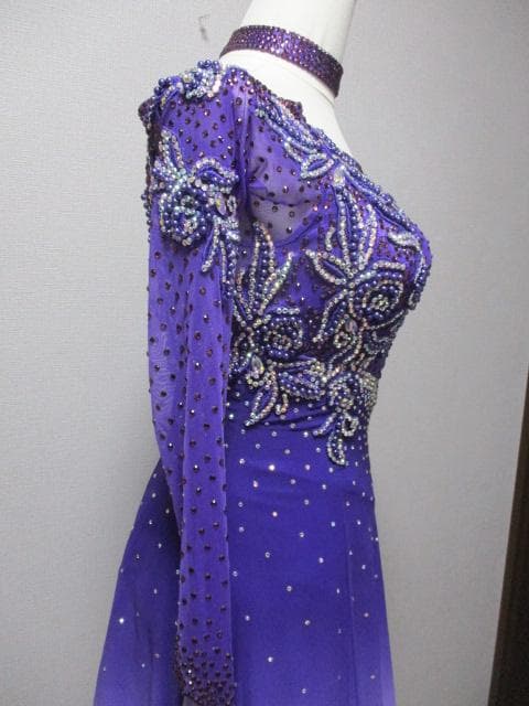社交ダンス 紫キラキラゴージャス☆ドレスワンピース