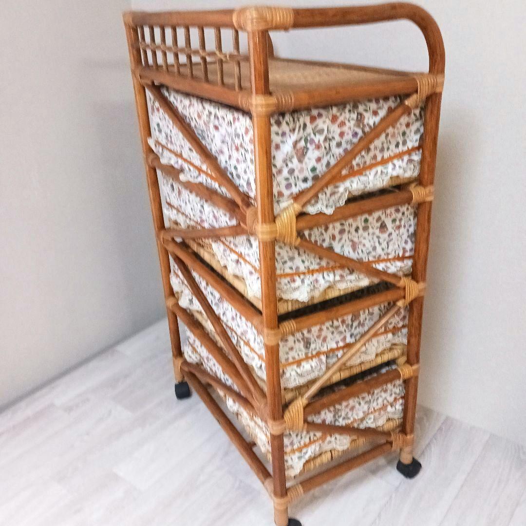 籐 ラタン チェスト4段 インテリア 昭和レトロ 箪笥　Kazama