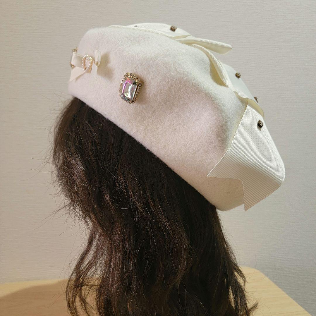 LIZ LISA ビッグリボンバスクベレー帽 ホワイト