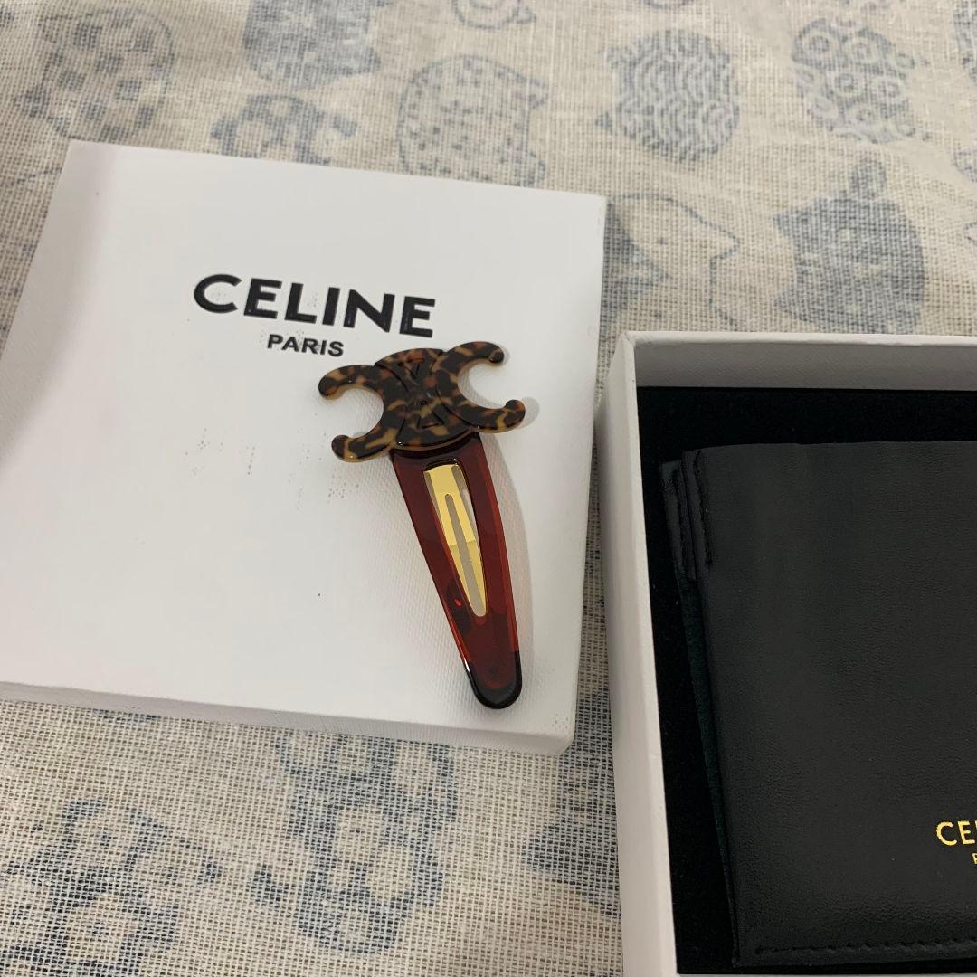 CELINE セリーヌ レディース 豹柄 2Cロゴ バレッタ ヘアクリップ
