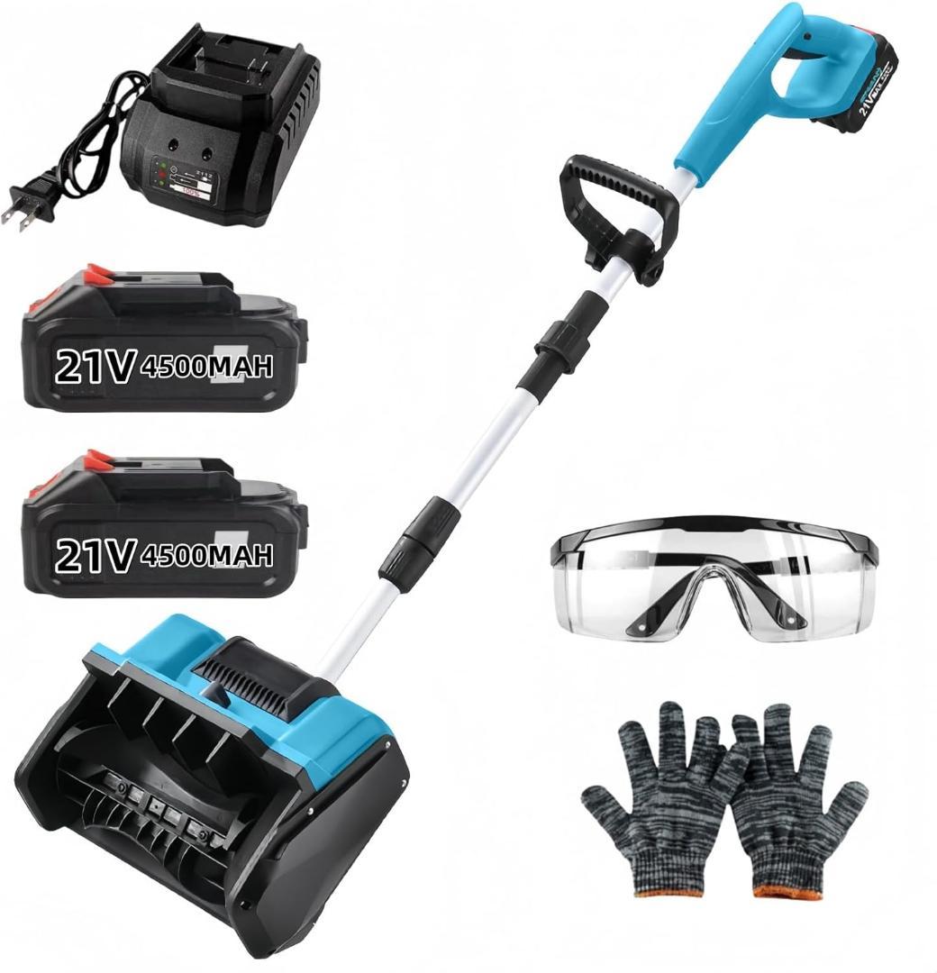 4.5Ah大容量 投雪距離8M 充電式電動除雪機 コードレス充電式除雪機