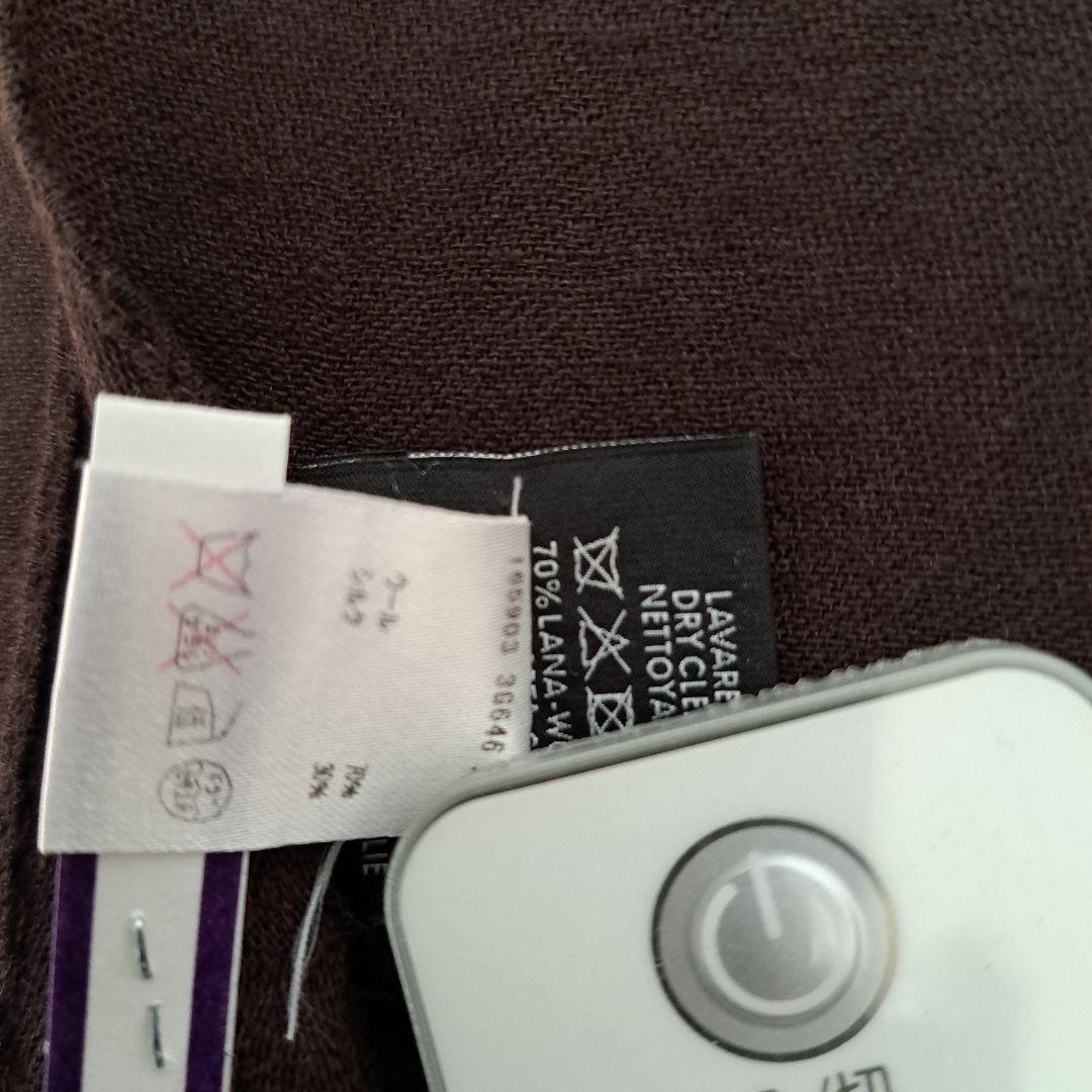 GUCCI 　GG柄ブラウン ウールストール フリンジ付き