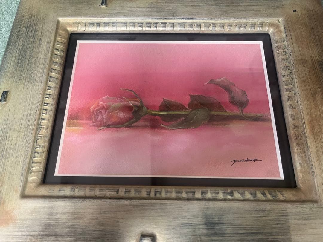 バラの絵 金属製フレーム