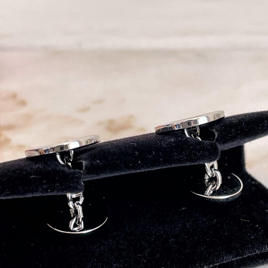 2530 極美品☆HERMES エルメス Hロゴ カフスボタン レッド×シルバー