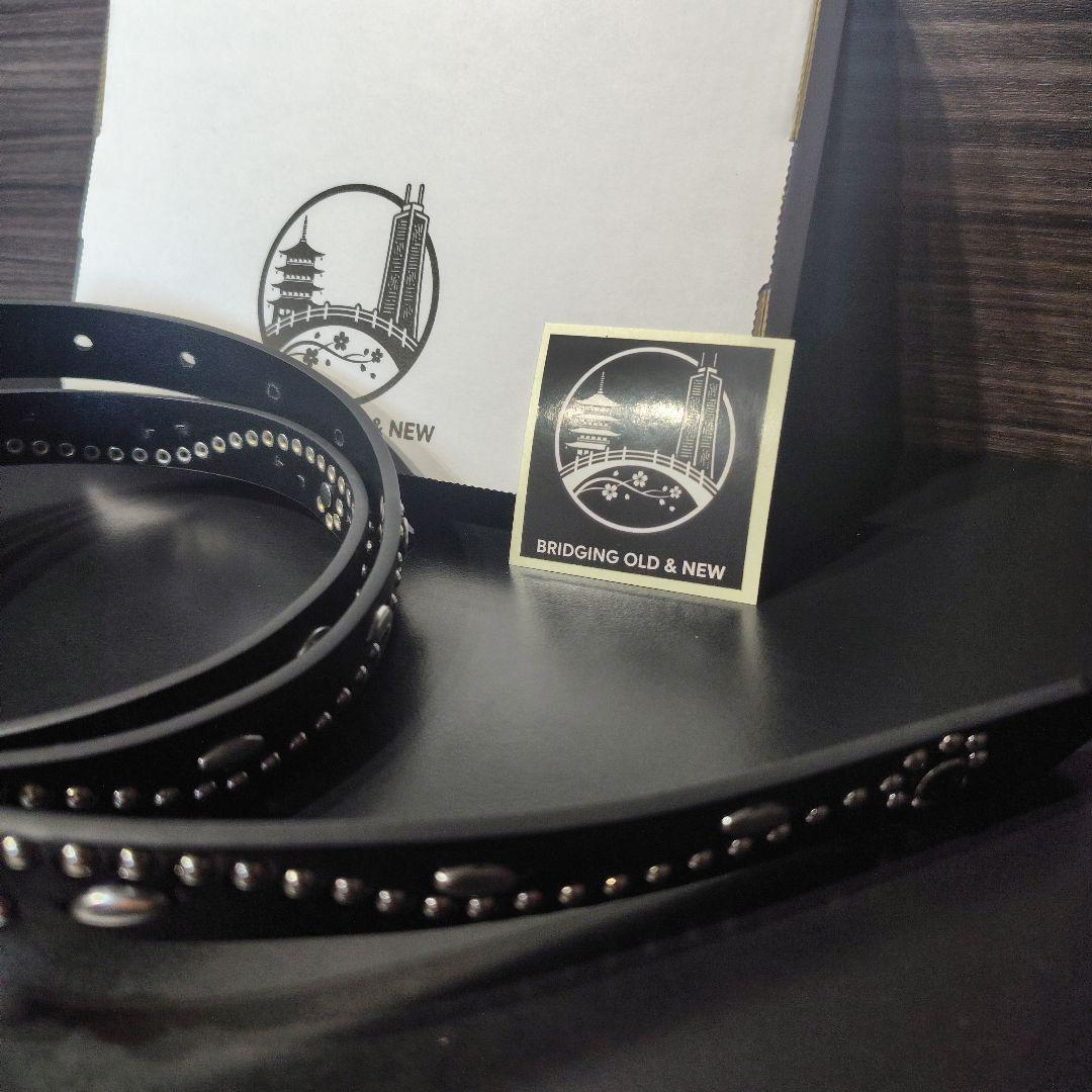 クロス銀□本革レザーフルスタッズナローベルト☆シルバーヴィンテージ