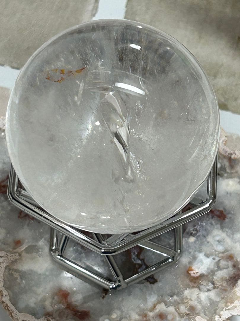 水晶インクォーツ スフィア 虹 天然石 置物