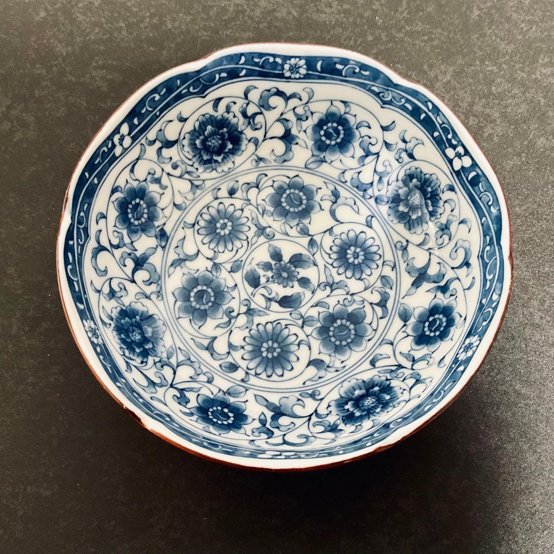 ⭐️工芸品⭐️【４枚セット】藍染錦彩 赤絵 染付 鉢皿 銘々皿 盛皿