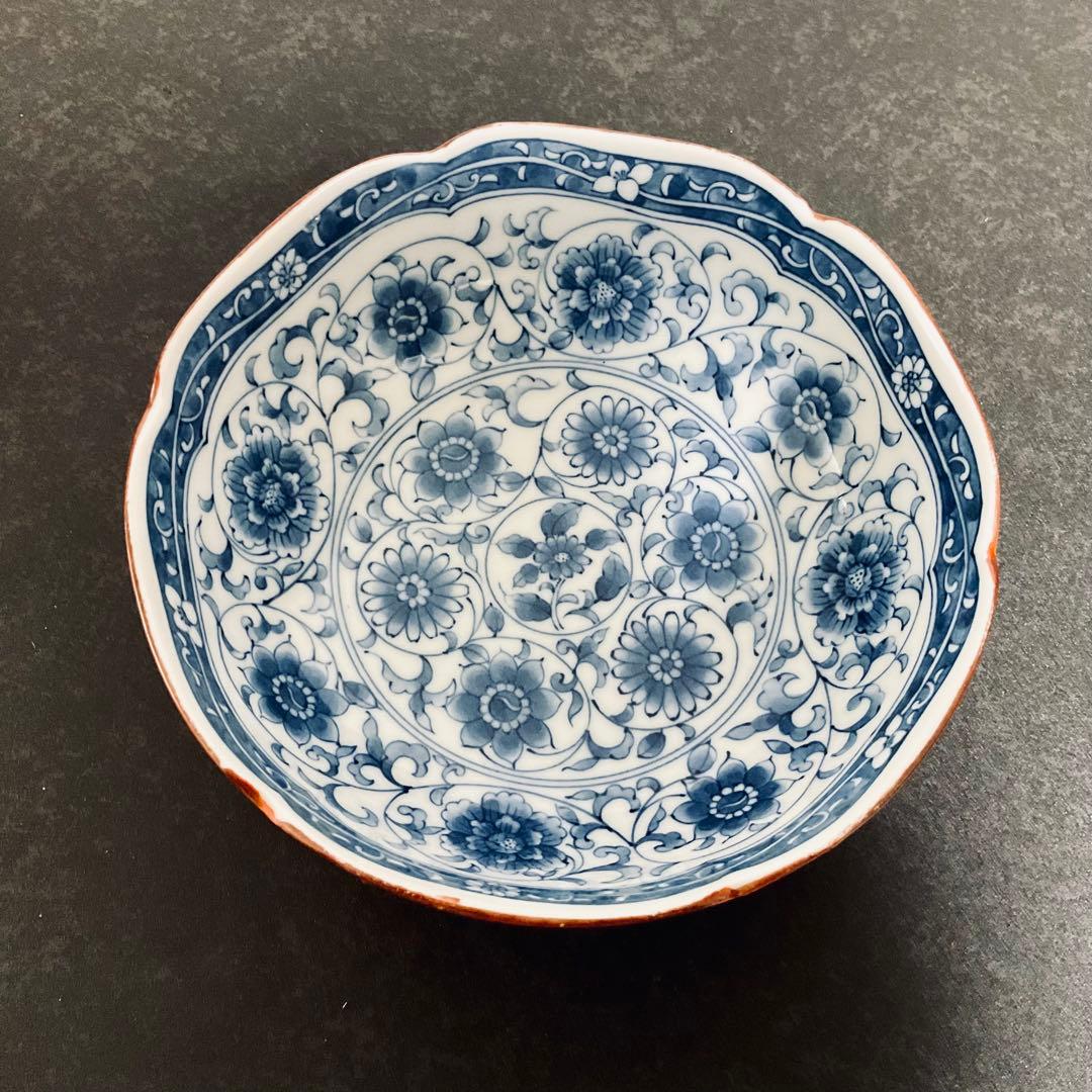 ⭐️工芸品⭐️【４枚セット】藍染錦彩 赤絵 染付 鉢皿 銘々皿 盛皿