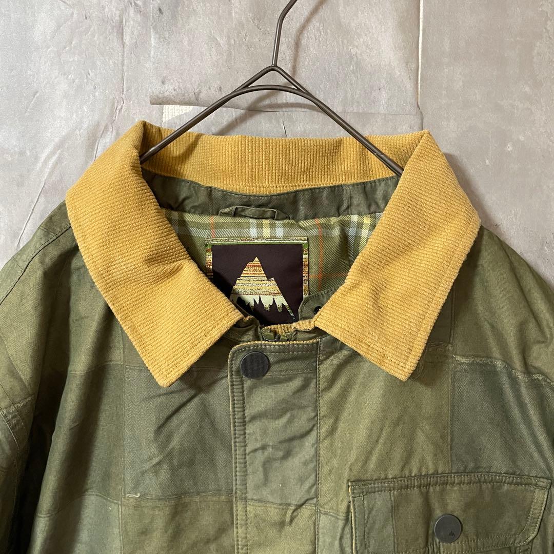Burtonバートンスキーウェアスノーボードジャケット緑グリーンカーキチェック柄