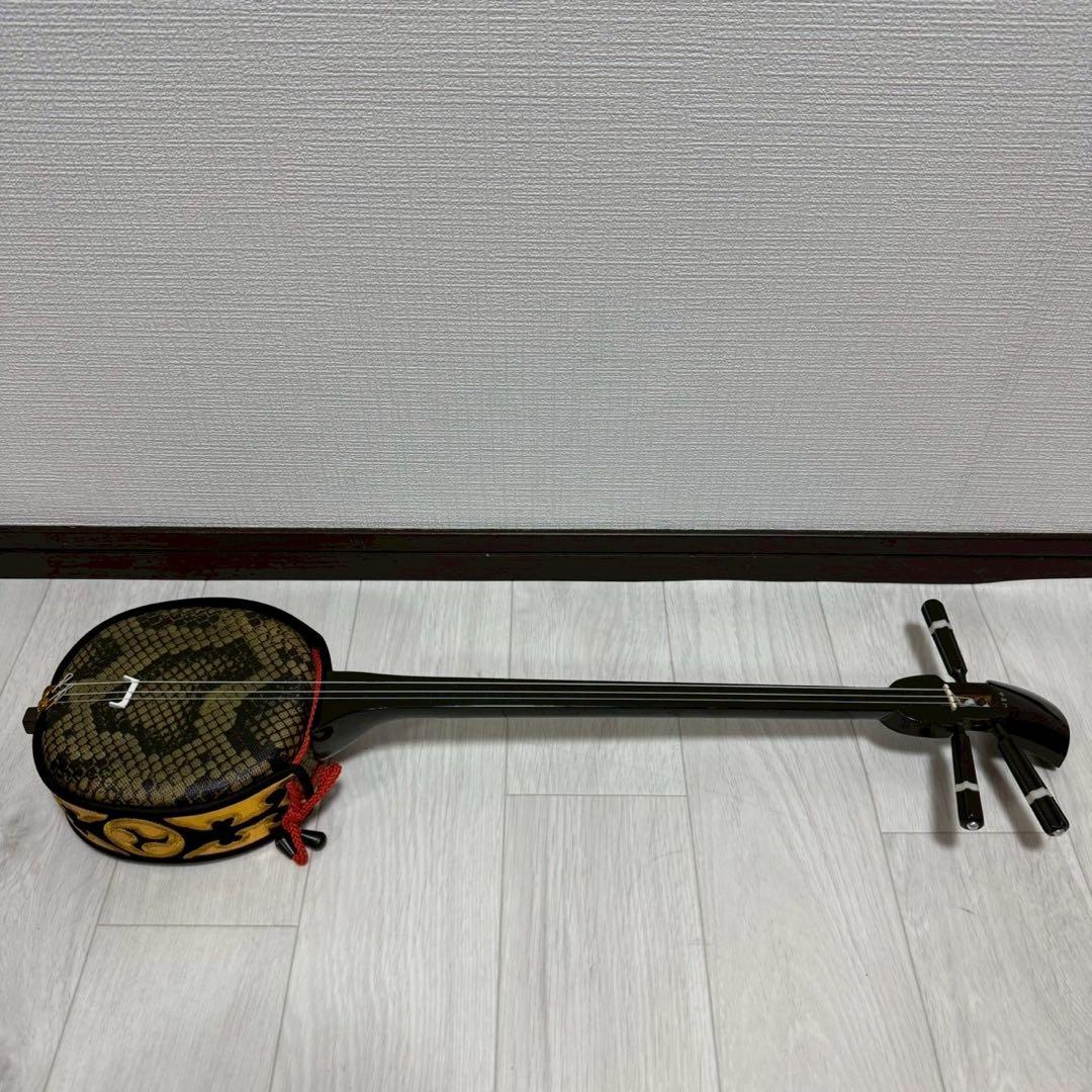 沖縄 三線 特上 人工皮革 蛇柄 ソフトケース 三味線✨付属品多数