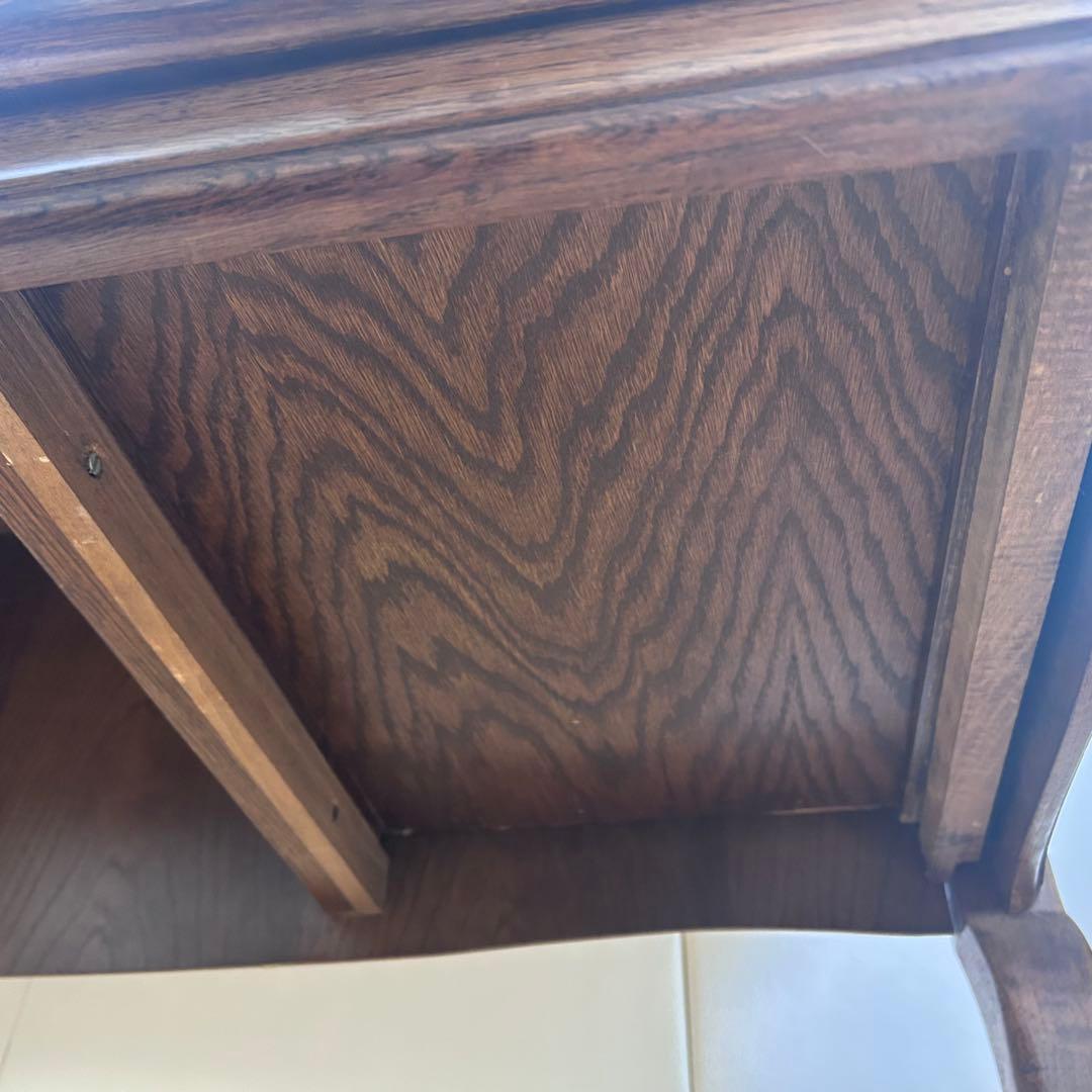 アンティーク　三越家具ブルージュ　ルーマニア製　オーク材デスク　英国　猫脚　虎柄