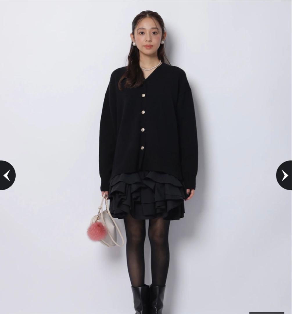 JUSGLITTY 〈美香さんコラボ〉カーデ×ペプラムワンピSET