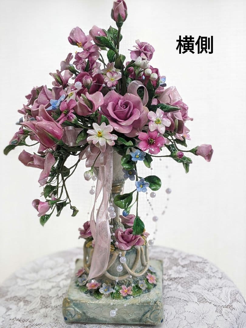 【専用です】クレイフラワー♡ロココ調薔薇のフラワーアレンジメント♡ハンドメイド