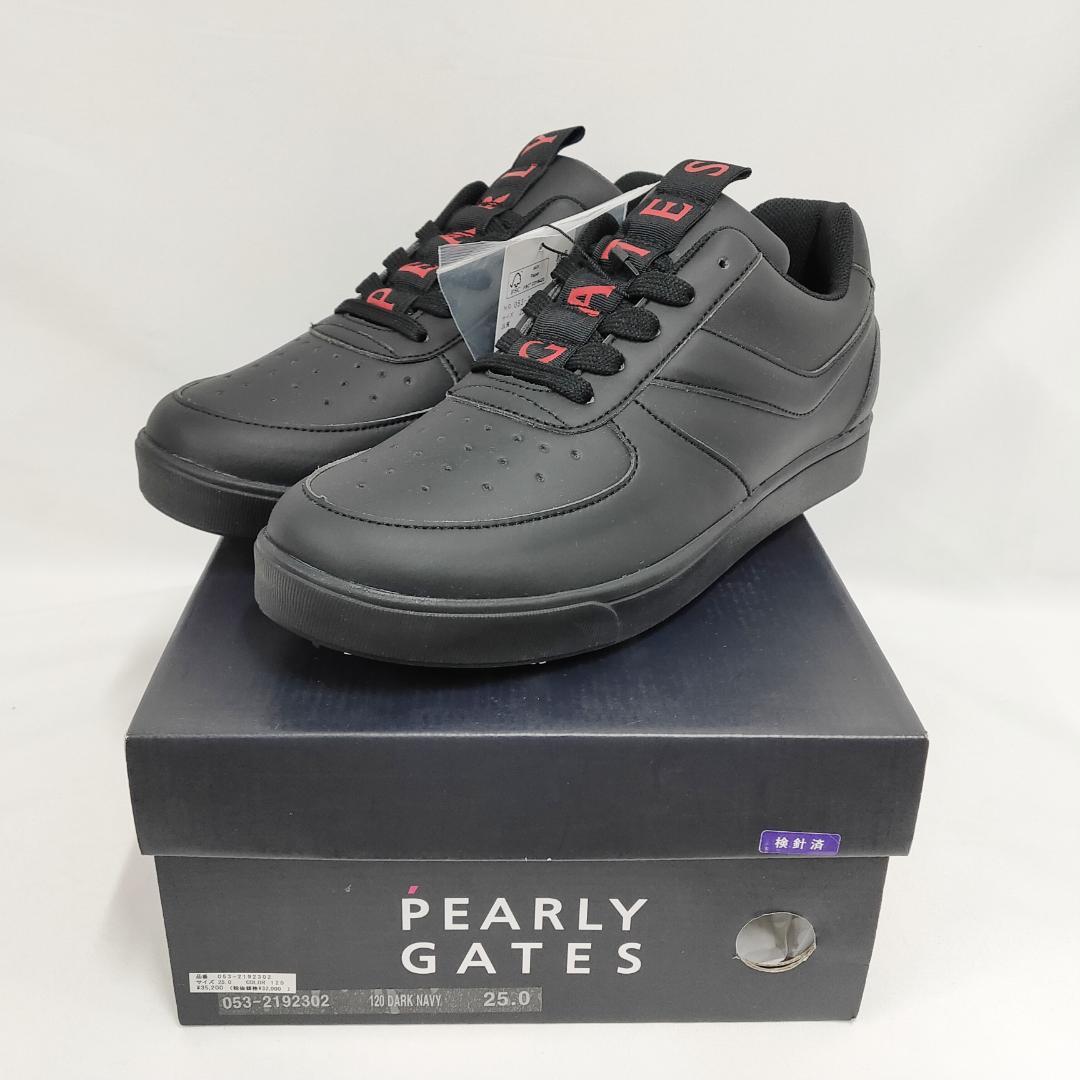 ○★新品 未使用 パーリーゲイツ メゾンロゴ柄 ゴルフシューズ ブラック25cm