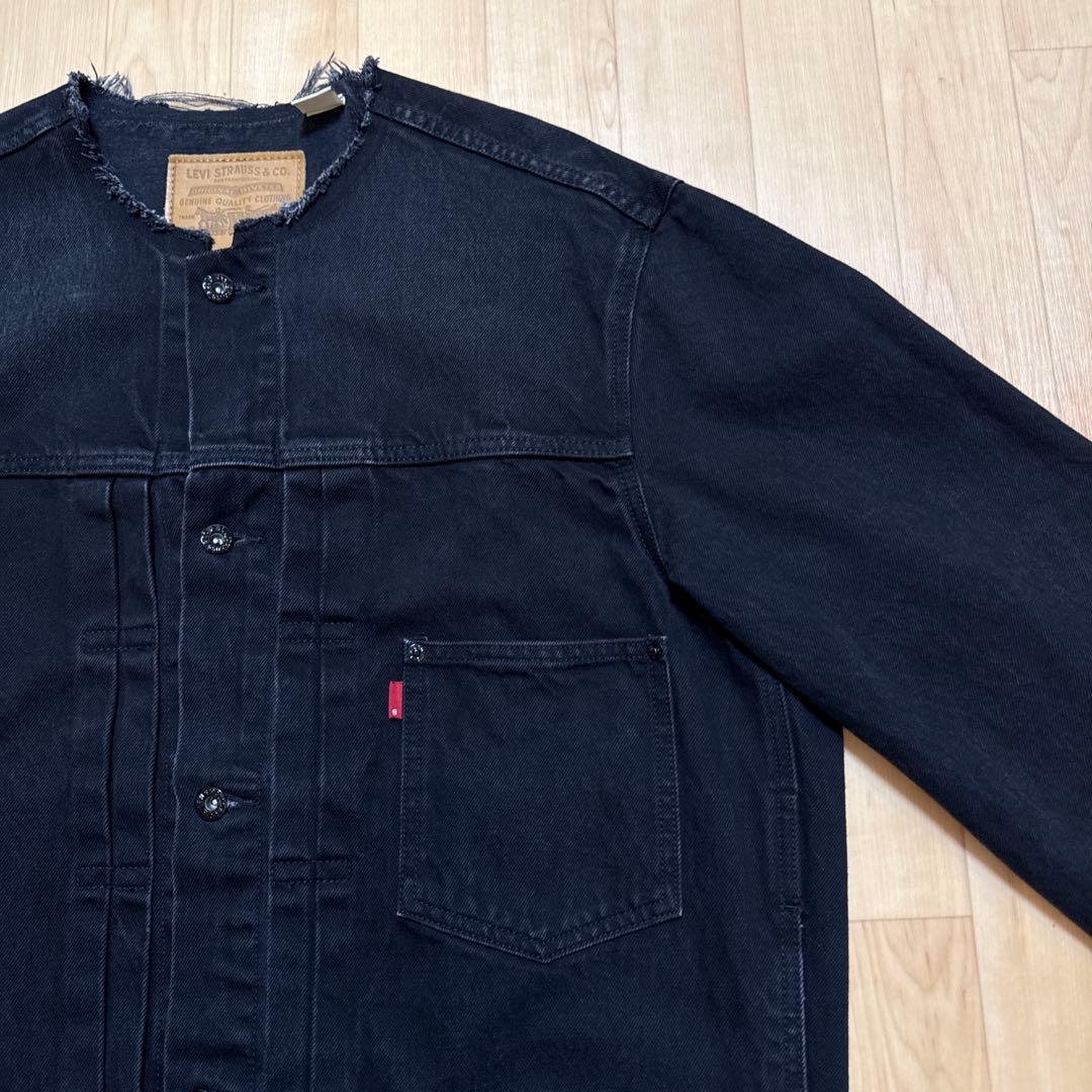 リーバイス エディフィス 別注 Type 1 デニムジャケット ノーカラー 黒